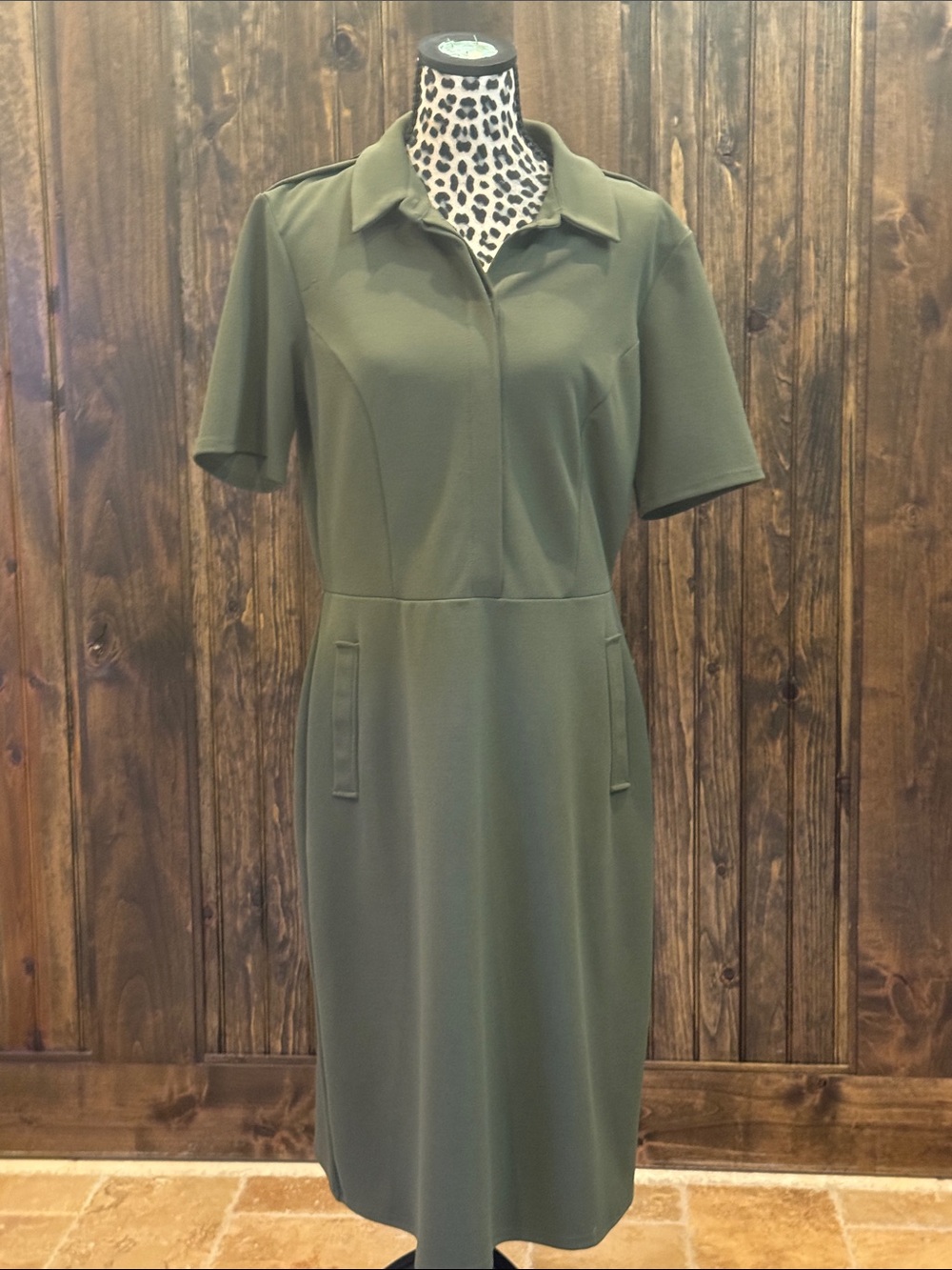 long tall sally Olive Short-Sleeve Collared Dress